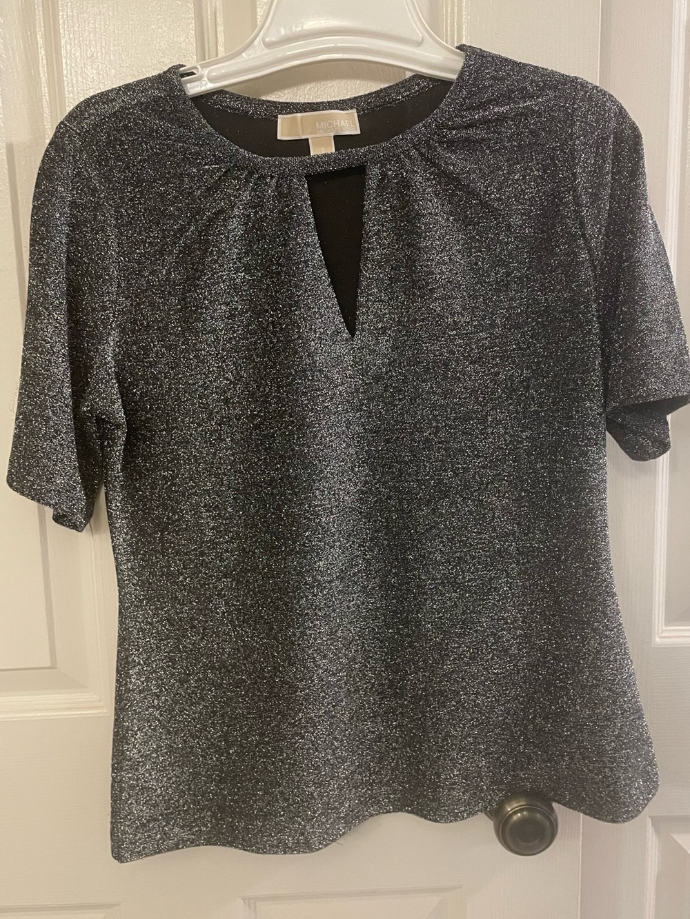 Michael Kors gray sparkle short sleeve top Size S, stretchy , like new